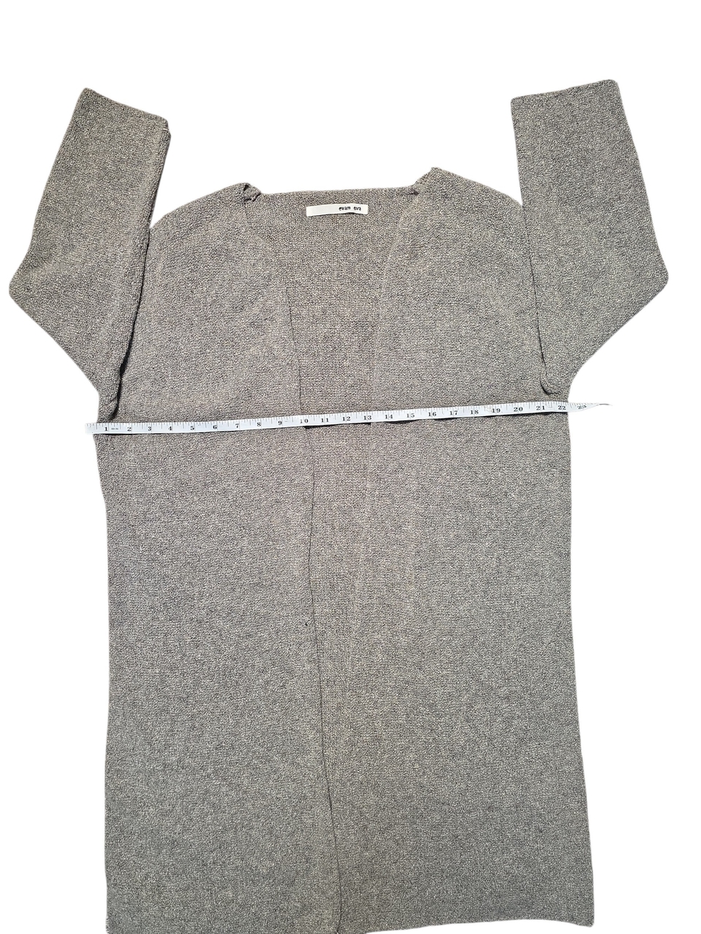 Evam Eva Wool Boucle Long Open Cardigan Coat Gray Size 1 Made in Japan - Picture 8 of 9